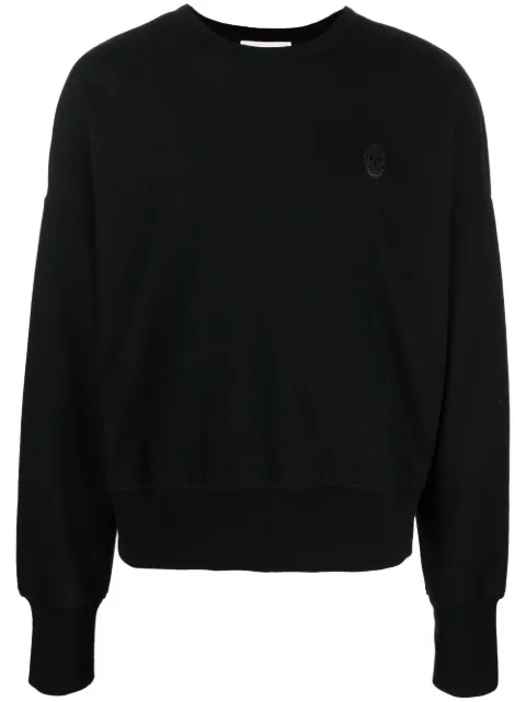 Alexander McQueen logo-patch wool sweatshirt Black 705026QTX24