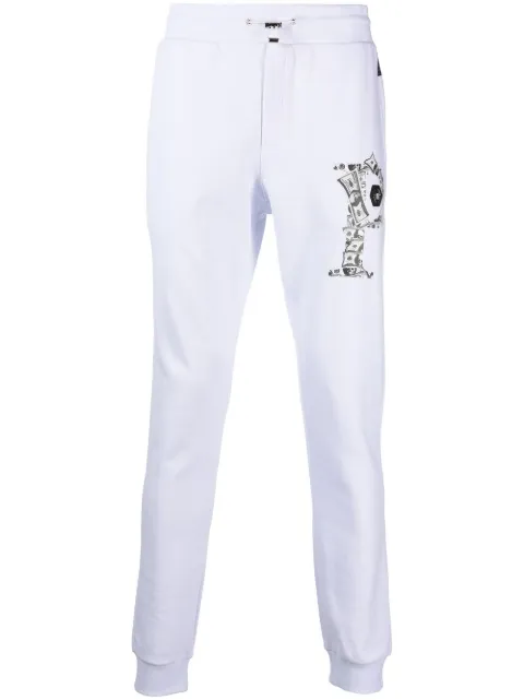 Philipp Plein logo-plaque track pants White LABCMJT2107PJO002N