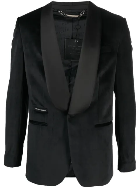 Philipp Plein single-breasted velvet blazer Black LABCMRF1343PTE003N