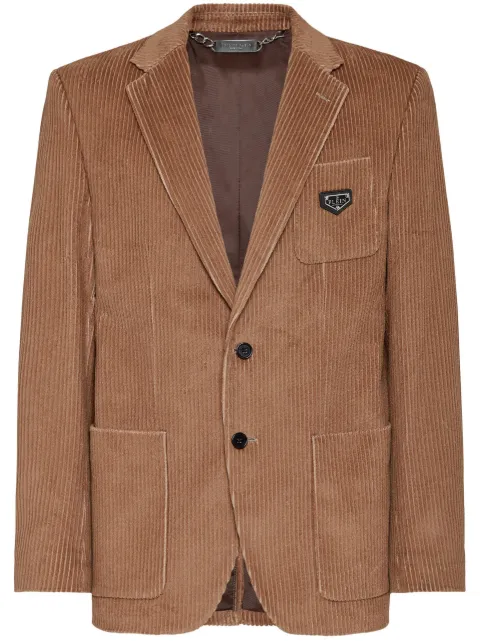 Philipp Plein single-breasted corduroy blazer Brown LABCMRF1438PTE003N