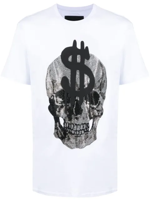 Philipp Plein Skull-print crew-neck T-shirt White LABCMTK5131PJY002N