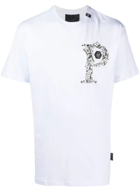 Philipp Plein logo print T-shirt White LABCMTK5237PJY002N