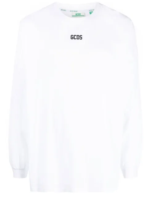 GCDS logo-print long-sleeved T-shirt White CC94M120104