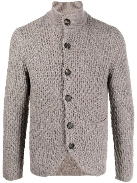Canali textured-knit merino wool cardigan Neutrals C0845MX01713