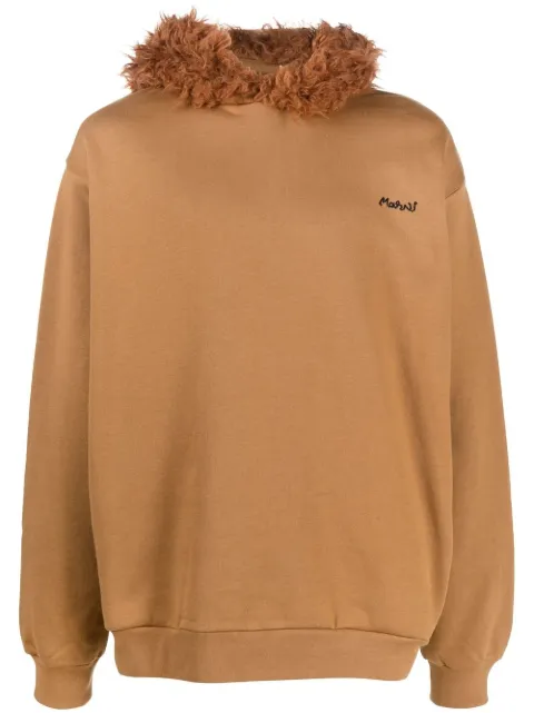 Marni logo-embroidered hoodie Brown FUMU0067XQUTC029