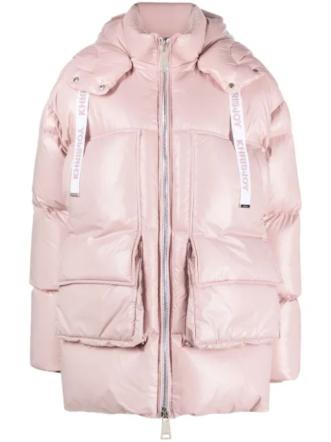 Khrisjoy Iconic rear logo-print padded jacket Pink CFPW016NYL