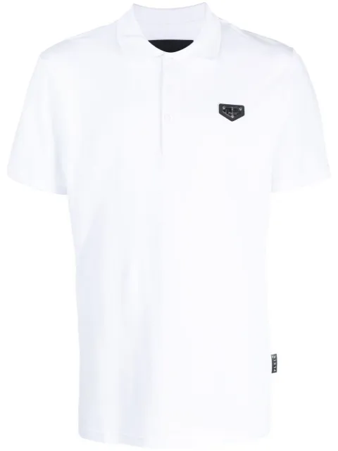 Philipp Plein logo-plaque polo shirt White LABCMTK6061PTE003N