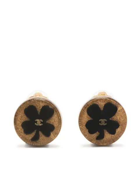 CHANEL Pre-Owned 2001 CC Clover clip-on earrings Gold 1500887