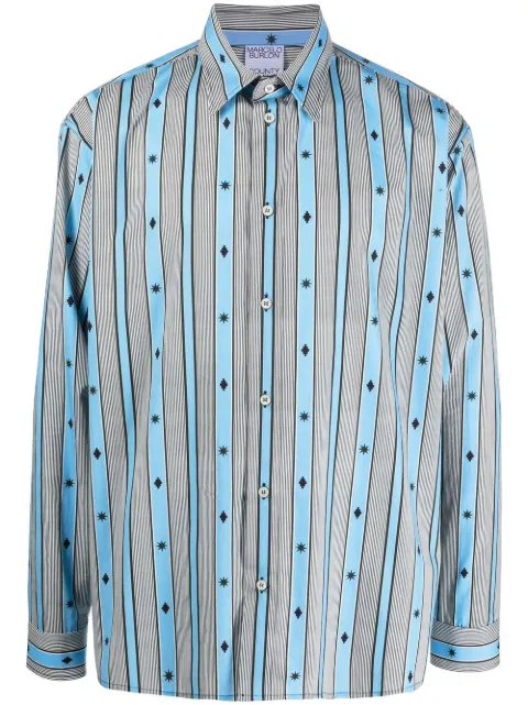 COUNTY OF MILAN striped button-up shirt Blue CMGA079F22FAB0014010