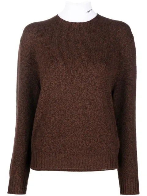 Prada high-neck wool-cashmere jumper Brown P26472S222114K