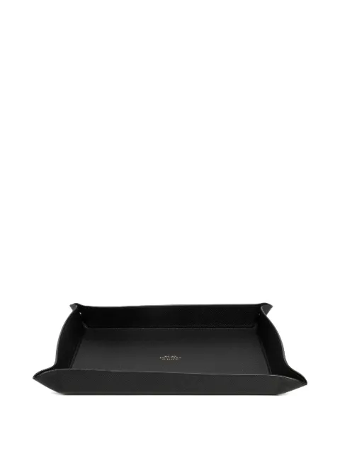 Smythson logo-stamp leather tray Black 1201176