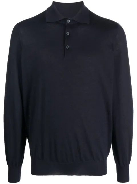 Brunello Cucinelli long sleeve polo shirt Blue M2300295CW425