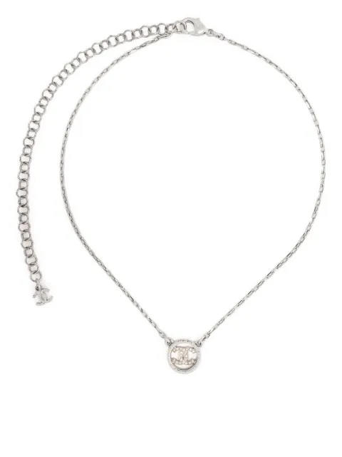CHANEL Pre-Owned 2000s embellished CC pendant necklace Silver 1500883