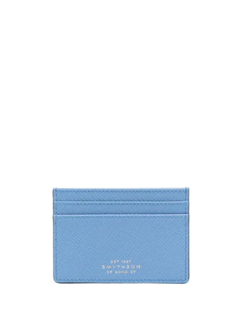 Smythson logo-embossed leather cardholder Blue 1200562
