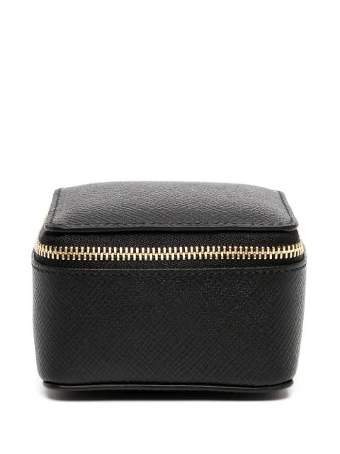 Smythson logo-stamp zip box Black 1029682