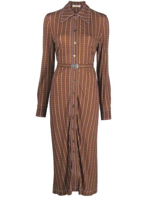 Tory Burch Dotted Windowpane midi polo dress Brown 138566