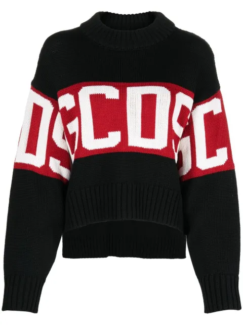 GCDS intarsia-knit wool-blend jumper Black CC94W380799