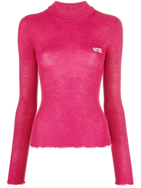 GCDS logo-print ribbed-knit sweater Pink CC94W020415