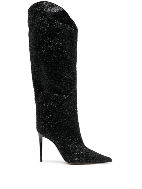 Alexandre Vauthier 110mm sequin knee-high boots Black AVI2801001