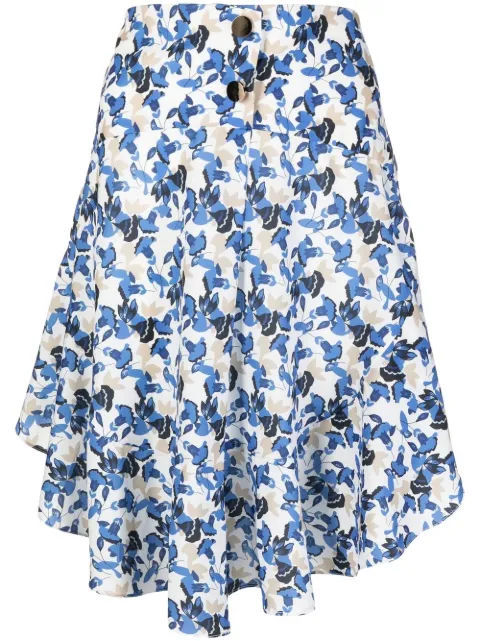 Bambah asymmetric floral-print skirt Blue BMB2240