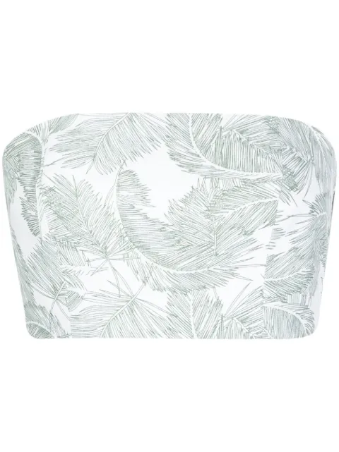 Bambah palm leaf-print bustier top Green BMB2234