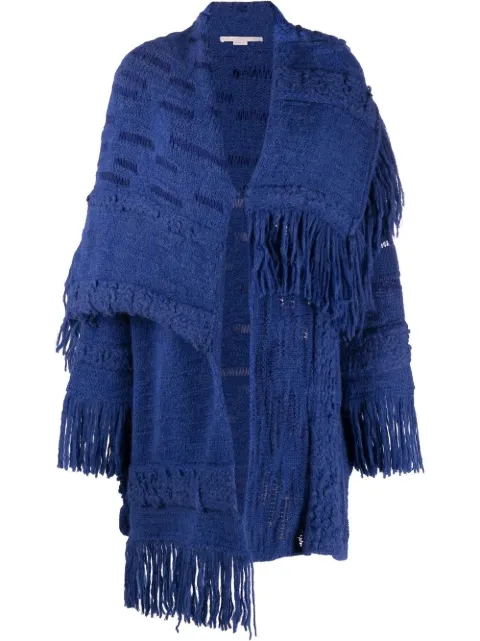 Stella McCartney asymmetric fringed cardi-coat Blue 6K01453S2332