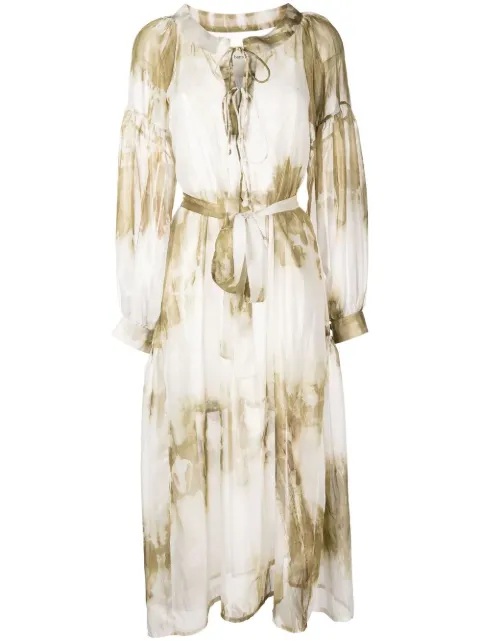 Bambah tie-dye midi dress Green BMB2273
