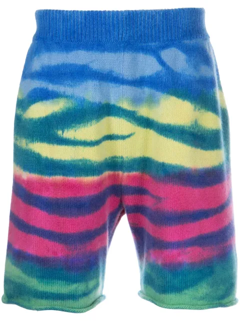 The Elder Statesman Frank striped cashmere shorts Blue 220107