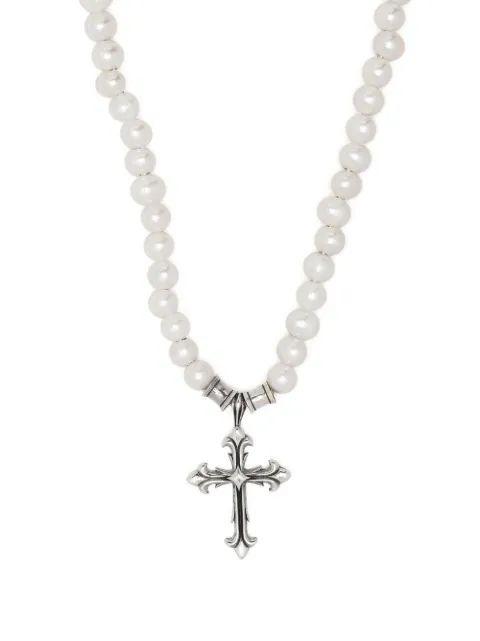 Emanuele Bicocchi cross pendant pearl necklace White PRDN4