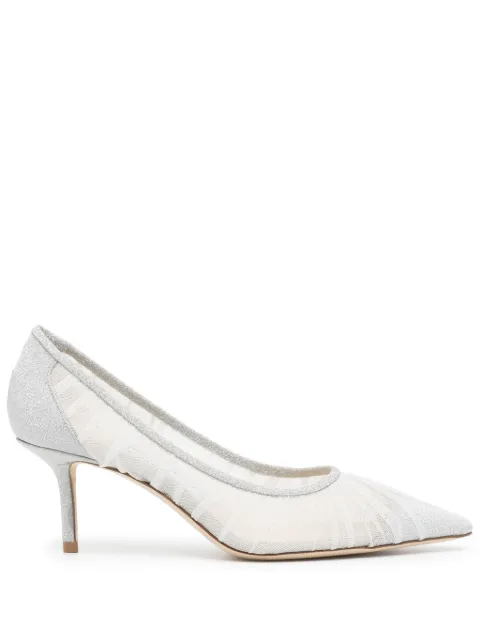 Jimmy Choo Love 65mm glitter mesh pumps Silver LOVE65TFG