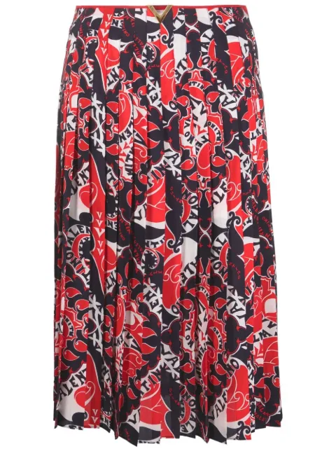 Valentino Garavani Archive Manifesto pleated skirt Red BRA8Y57AP