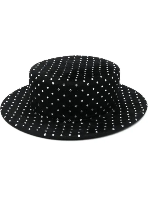 Ruslan Baginskiy Canotier crystal-embellished fedora hat Black CNT101FDMD