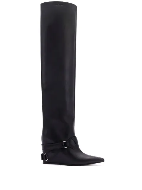 Courrèges leather wedged over-the-knee boots Black 422SCS062CR0017