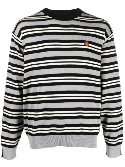 Kenzo floral-embroidered striped jumper Grey FC65PU3373CC