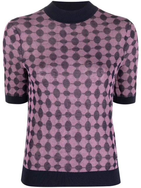 Tory Burch geometric-print short-sleeve jumper Blue 138314