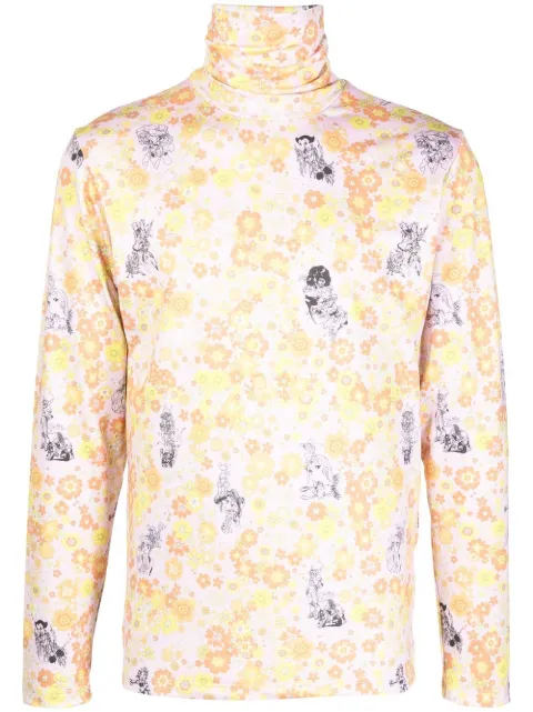 Liberal Youth Ministry floral motif print high neck top Yellow LYM01T113