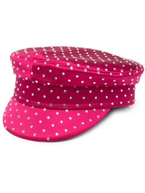 Ruslan Baginskiy embellished baker boy cap Red KPC1038PDMDSATIN