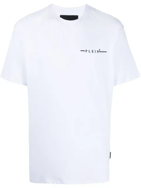 Philipp Plein flocked logo-print T-shirt White LABCMTK4263PJY002N