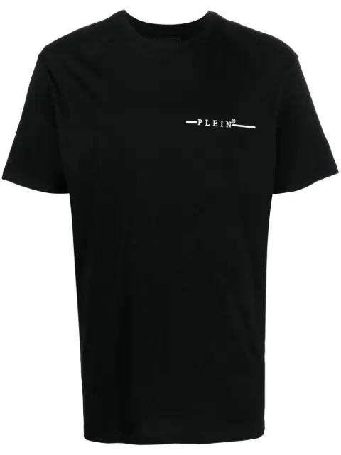 Philipp Plein flocked logo-print T-shirt Black LABCMTK4263PJY002N