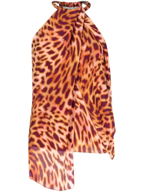 Stella McCartney animal-print draped blouse Orange 6T00283AS200