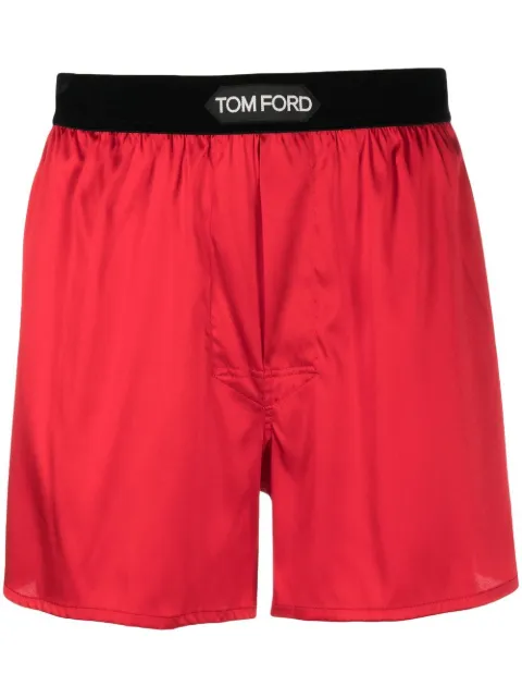 TOM FORD logo-waist satin boxers Red T4LE41010