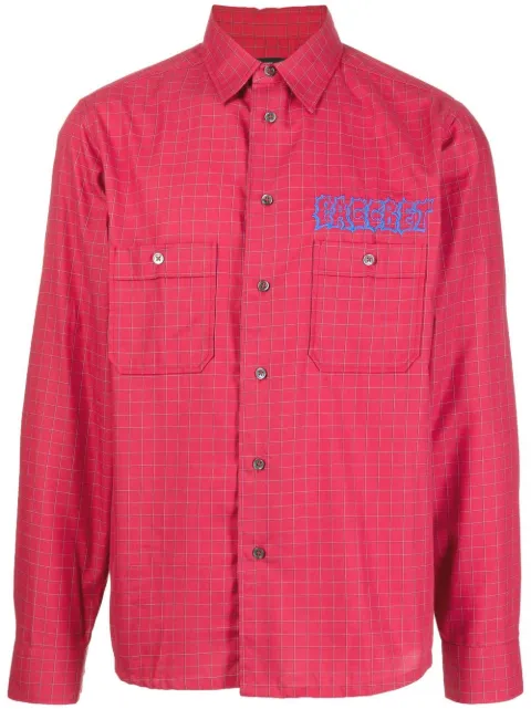 RASSVET check-pattern logo-print shirt Red PACC10B005
