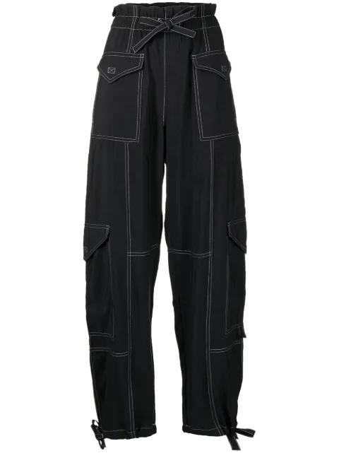 GANNI Slub tapered cargo pants Black F7161