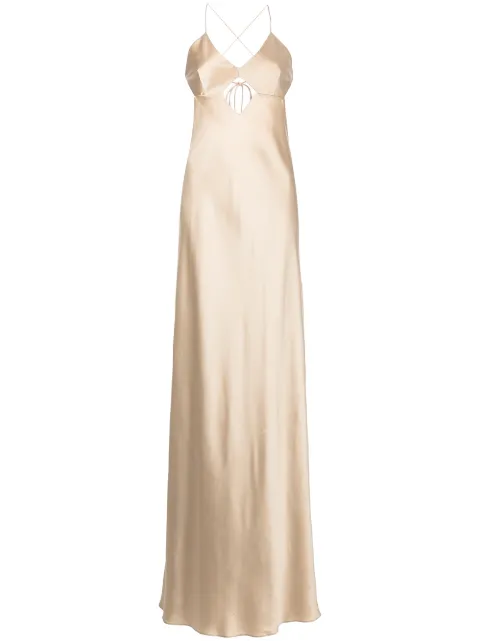 Michelle Mason cut-out detail silk gown Gold M9029B