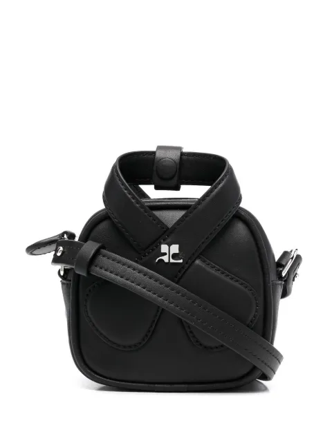 Courrèges Loop leather crossbody bag Black 322GSA032CR0010