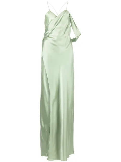 Michelle Mason cowl-neck sleeveless gown Green M9146
