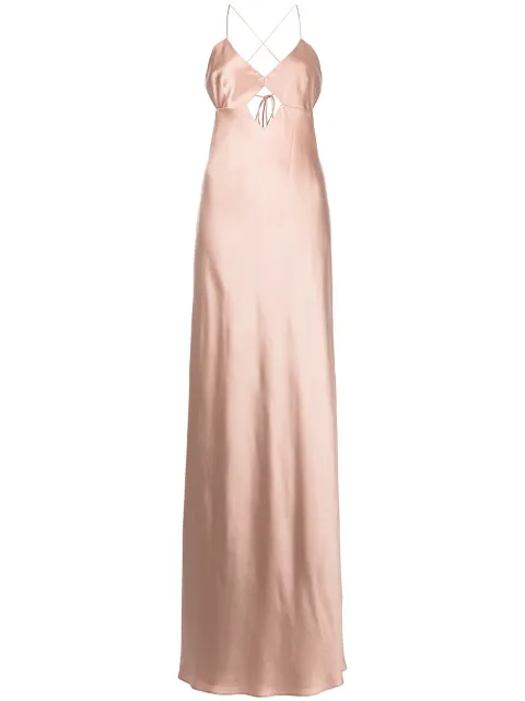 Michelle Mason cut-out detail silk gown Pink M9029B
