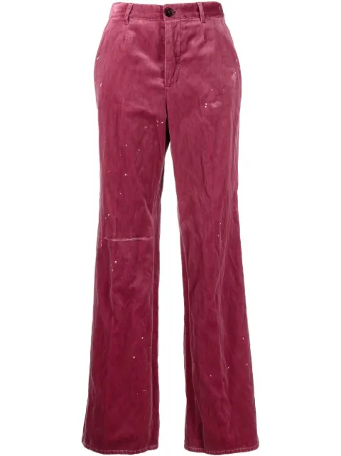 DSQUARED2 embroidered-logo velvet trousers Pink S75KB0288S54788