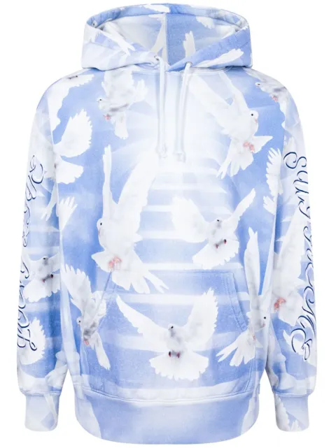 Supreme Doves-print hoodie Blue SU11996
