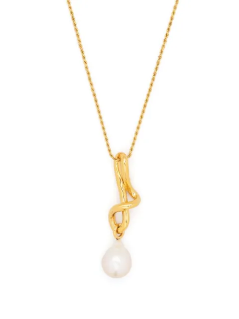Missoma Molten Knot Pearl Drop necklace Gold MPGN3CH7WP